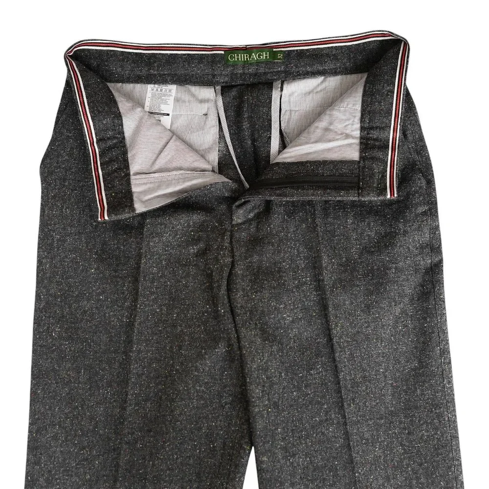 Mens 32 Gray Donegal Cotton Dress Pants Straight Fit Flat Front Trousers NWT